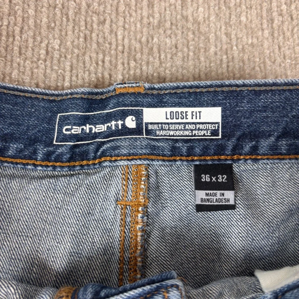 Carhartt Loose Fit Carpenter Jeans Blue Denim BD4941-M Mens 36x32 - Picture 4 of 10
